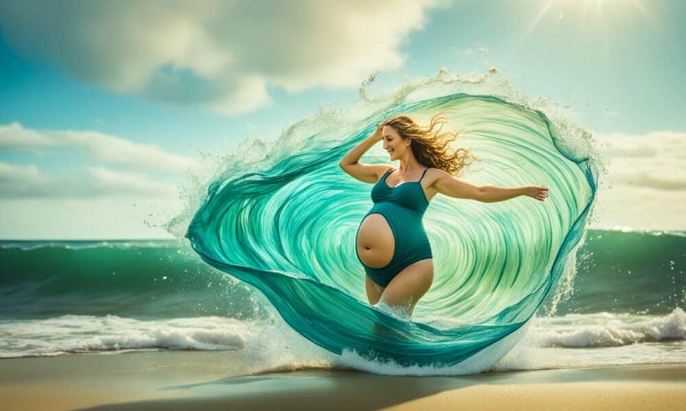 ocean waves hitting pregnant belly